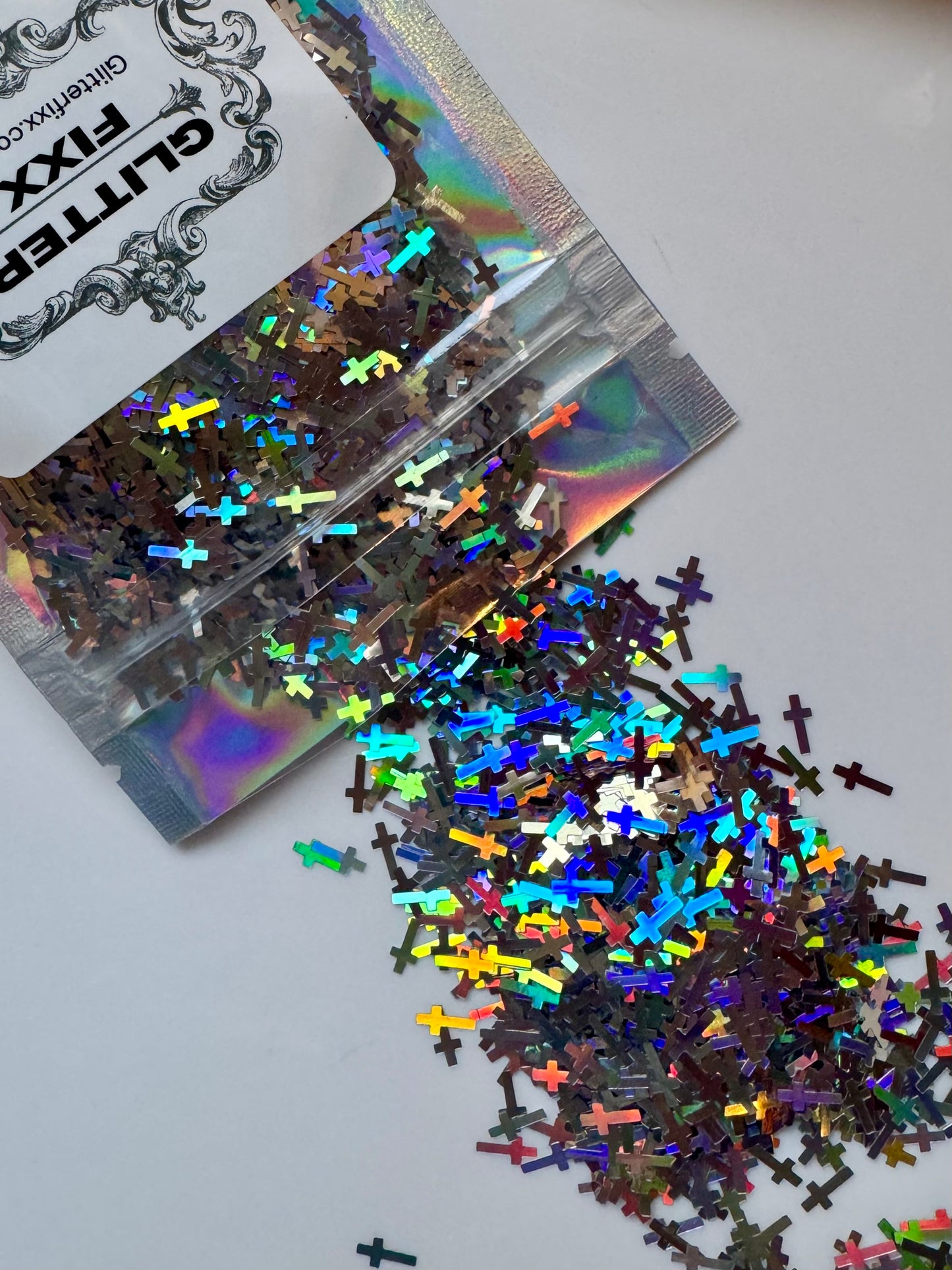Silver Holographic Cross