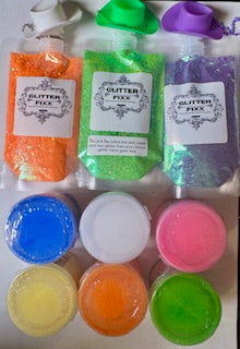 6 Buttery Soft Slimes & 3- Custom Glitter Mixes