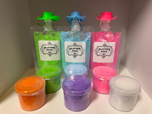 6 Buttery Soft Slimes & 3- Custom Glitter Mixes (Always priced 10% off)