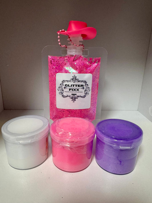 3 Buttery Soft Slimes & 1-Custom Glitter Mix